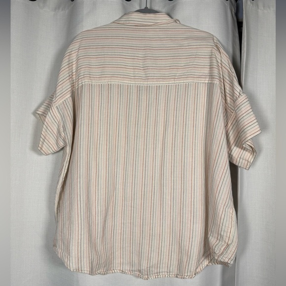 Madewell Courier White Shirt in Stitched Rainbow Stripe XL - Picture 6 of 10